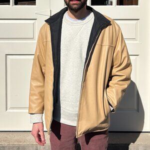 Leather, tan, vintage. insulated jacket